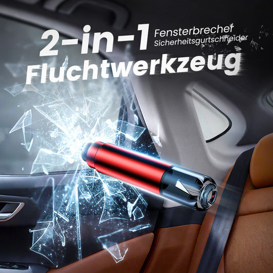 🚨Auto-Notfallhammer mit Gurtschneider | Wolfram-Spitze für Verbundglas | Kompakt (96mm) | Lebensrettend bei Unfällen (Überschlag/Wasser) | Deutsche Qualität