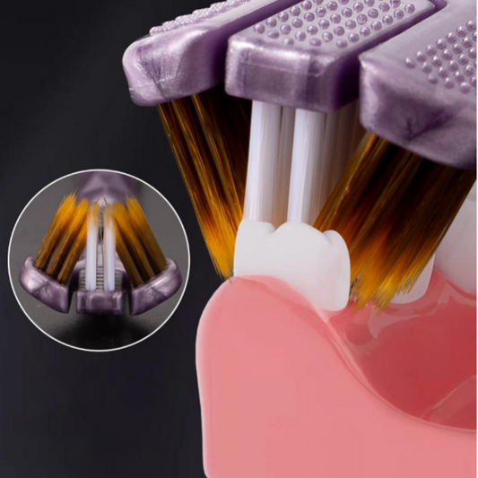 Multi-angle cleaning toothbrush with three heads