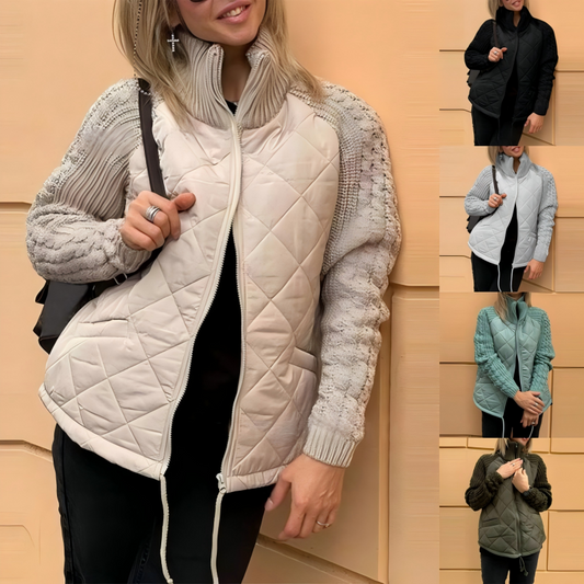 🎁Christmas sale☃️2024 New Women's Knit Patchwork Puffy Jacket