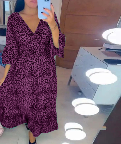 🔥HOT SALE 50% OFF🔥Women's Cotton Wrap Dress With Leopard Pattern