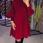 Women's Plus Size Lantern Sleeve Stand Collar Dress