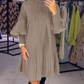 Women's Plus Size Lantern Sleeve Stand Collar Dress