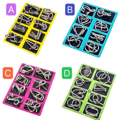 🧠Metall Puzzle Ring achtteilig blaue Version Denksportaufgaben🔗