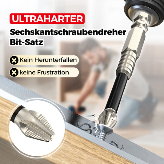 💥Hexagonal bit set with anti-slip thread structure, impact-resistant & highly magnetic (HRC 62)