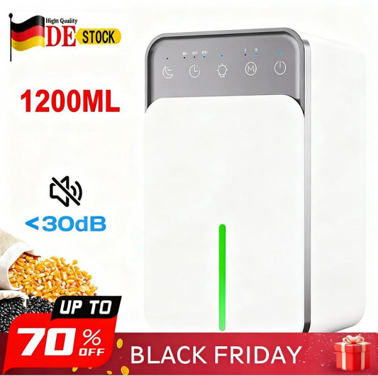 Ntelligent Entfeuchter - 220V mit Mehrfarbigen LED-Lichtern & Auto-Timer - Niedrige Energie & leiser Betrieb - Ideal für Schlafzimmer und Keller