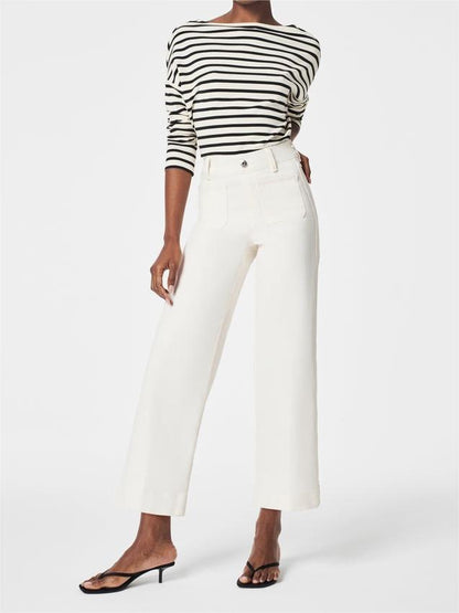 🔥Tummy Control Cropped Wide-Leg Jeans