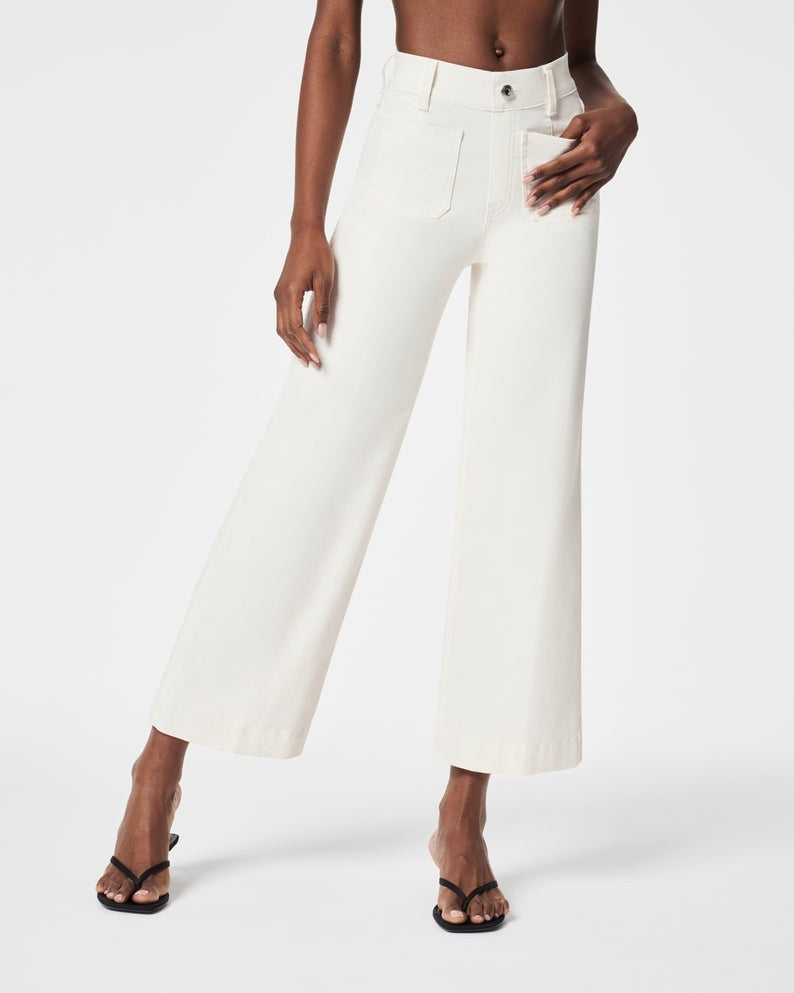 🔥Tummy Control Cropped Wide-Leg Jeans