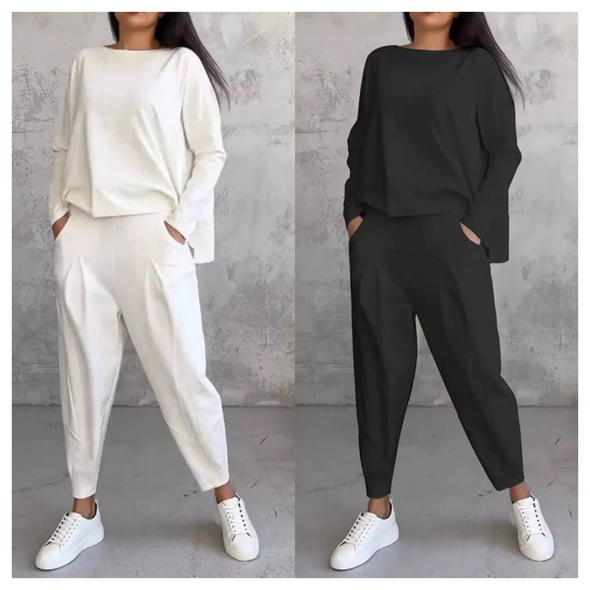 🔥2025 HOT SALE🔥 Women's 2-piece set: long-sleeved round neck top + pants🧥+👖