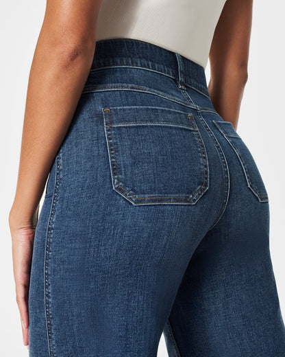 🔥Tummy Control Cropped Wide-Leg Jeans