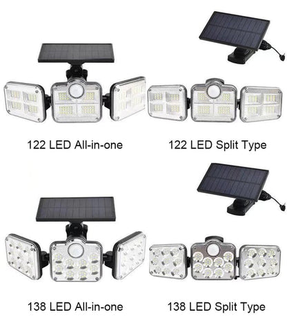 Solar wall light with three heads 