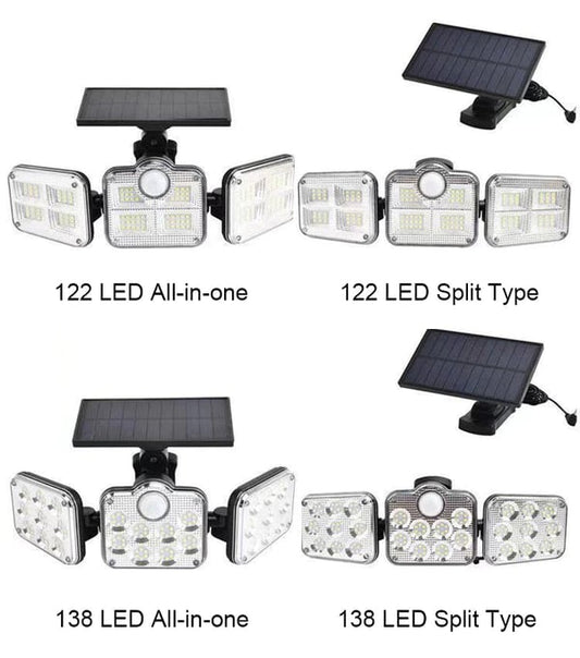 Solar wall light with three heads 