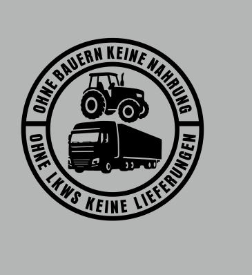 Auto-Aufkleber: Keine Bauern, keine Lebensmittel – keine LKWs, keine Lieferungen