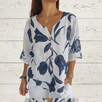 🔥 HOT SALE 50% OFF🌷Printed V-neck Tunic Top🌷