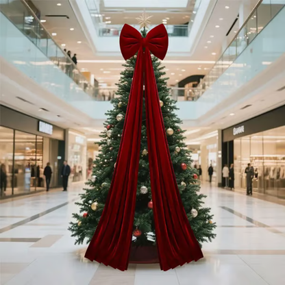 Große weinrote Samtfliege, Weihnachtsbaumschmuck, festlicher Fensterschmuck, weihnachtliches Wohnaccessoire