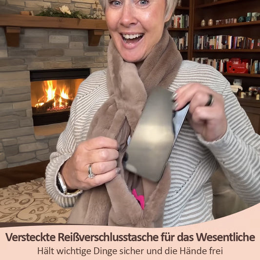 🎅Weihnachtssonderangebote €15,99!!⚡50K+ verkauft!🧣Ultraweicher Kunstfell-Durchziehschal mit geheimer Reißverschlusstasche