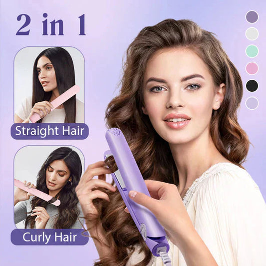 💥New Year Hot Sale🔥2-in-1 Mini Curling Wand & Flat Iron Hair Straightener