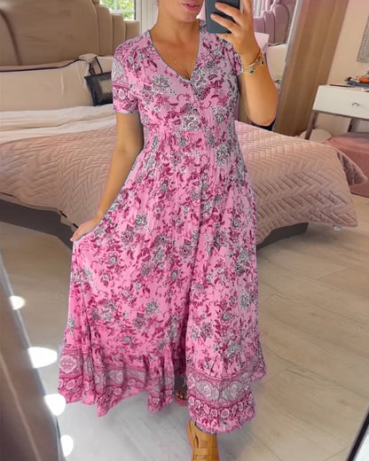 💃Hot Sale - 50% OFF🔥Floral Print V-neck Dress