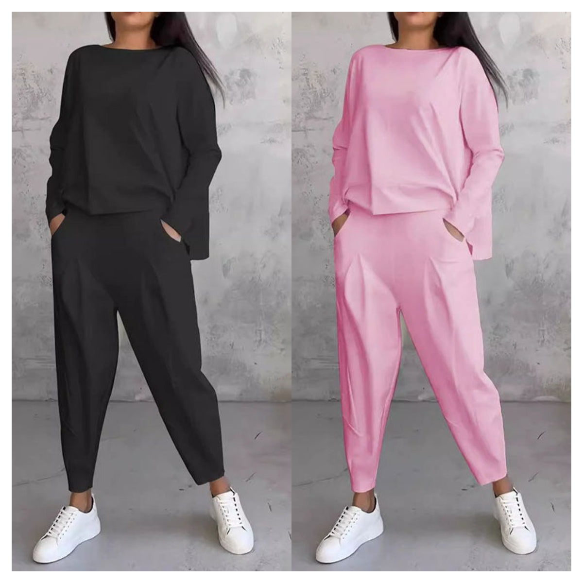 🔥2025 HOT SALE🔥 Women's 2-piece set: long-sleeved round neck top + pants🧥+👖