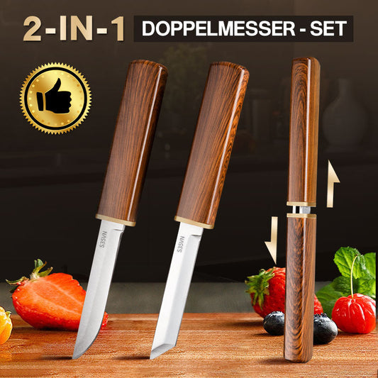 2-in-1-Doppelmesserset mit Holzgriff