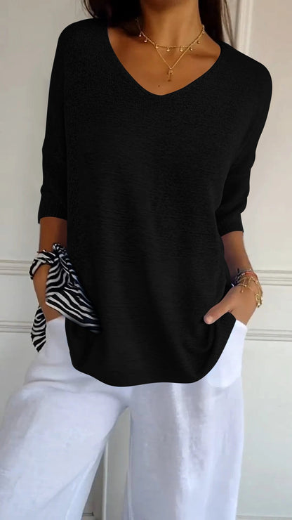 💖Limited Sale 49% OFF💖Solid Color Knitted V-neck Top