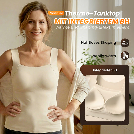 🎁Weihnachtsverkauf 50 % Rabatt Damen Thermo-Tanktop mit U-Ausschnitt und integriertem BH
