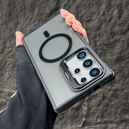 Schwarz-transparente Magnethülle mit Ständer Hülle für Samsung S-Serie