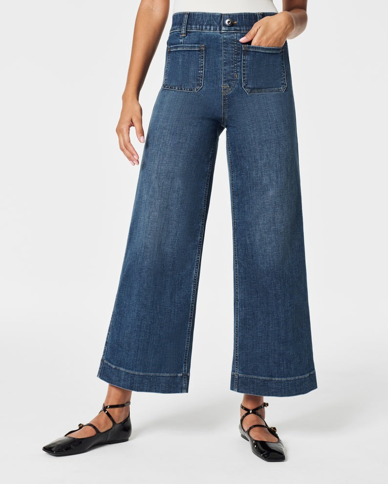 🔥Tummy Control Cropped Wide-Leg Jeans