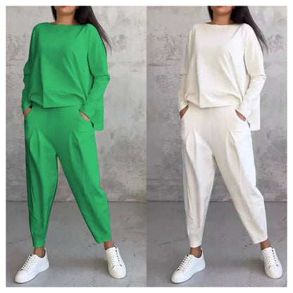 🔥2025 HOT SALE🔥 Women's 2-piece set: long-sleeved round neck top + pants🧥+👖