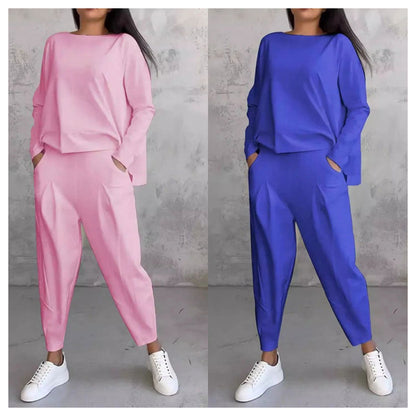 🔥2025 HOT SALE🔥 Women's 2-piece set: long-sleeved round neck top + pants🧥+👖