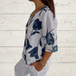 🎉Neue Produkteinführung💐👚 – Lockeres Damenoberteil aus Leinen mit V-Ausschnitt 💝🌹