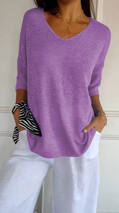 💖Limited Sale 49% OFF💖Solid Color Knitted V-neck Top