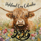🐮Highland Cow Calendar 2026 – Rustic Farmhouse Wall Art & Monthly Planner📅