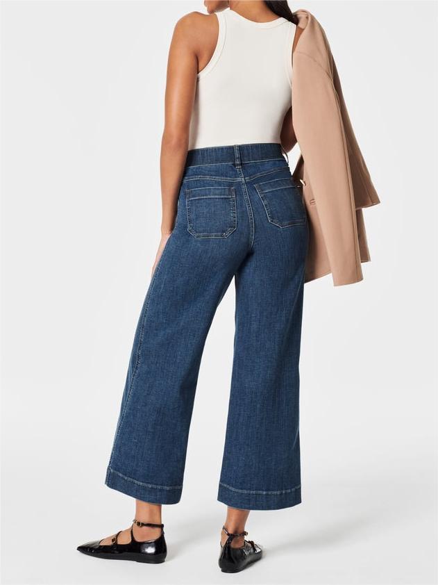 🔥Tummy Control Cropped Wide-Leg Jeans