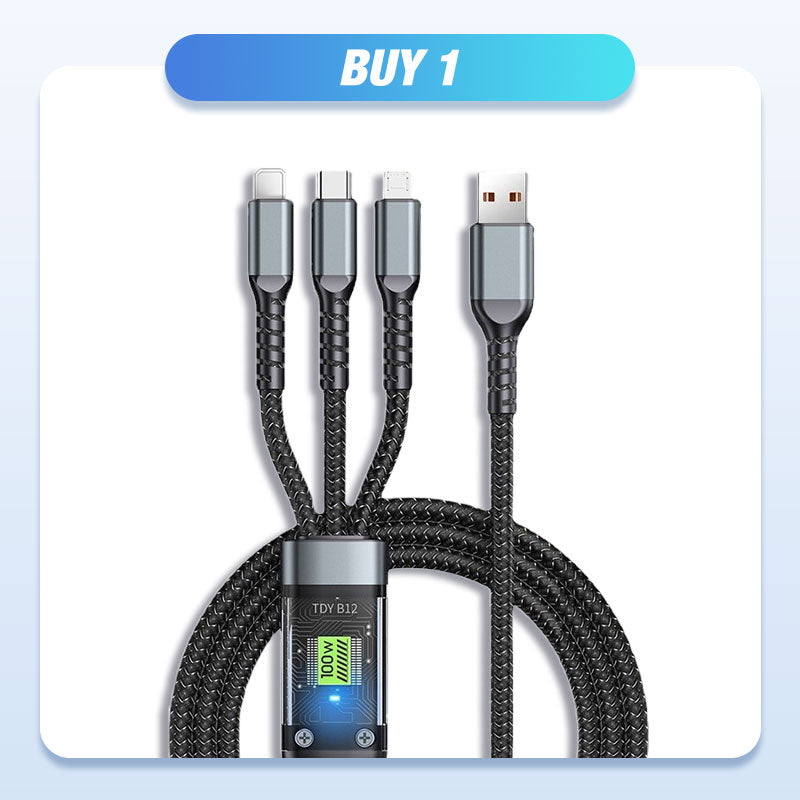 🔥🔥Buy 3 get 2 free 🔥 Transparent Luminous 3-in-1 Super Fast Charging Cable