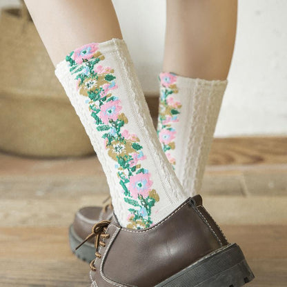 🔥(5 pairs)Vintage Embroidered Floral Socks