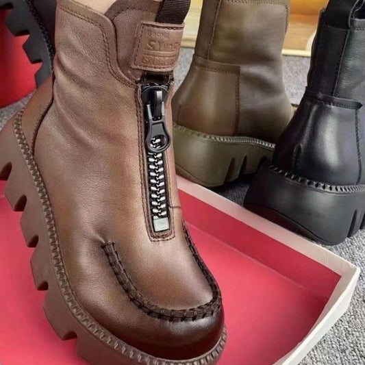 🔥50% OFF🔥Women's Retro PU Leather Warm Short Boots 🔥