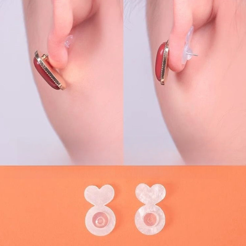 Clear silicone earring backs with strong support