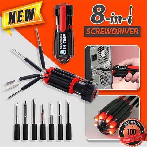 🔥Promotion 50%OFF🔥🪛🔧8-in-1 screwdriver with LED torch💡