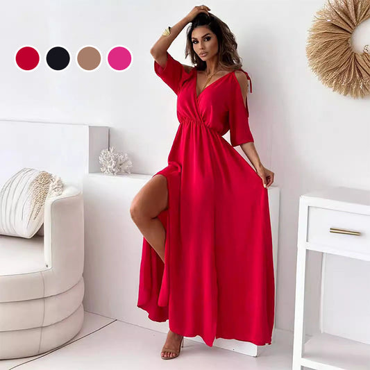 💖Limited Sale 50% OFF💖Women’s Elegant Sexy V Neck Side Slit Dress