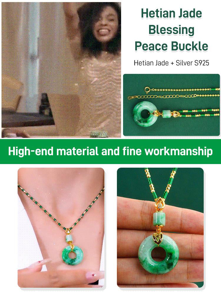 Valentine's Day Gift-Hetian Jade Blessing and Safety Button