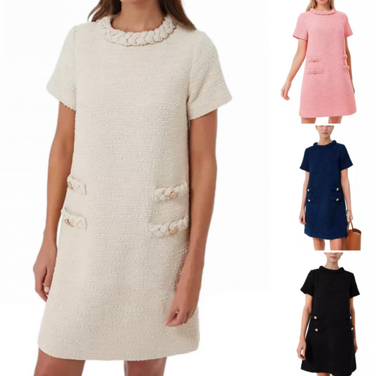 🍃🌸New arrivals in spring-60% OFF🌸🍃Women's Elegant Short Sleeve Tweed Dress