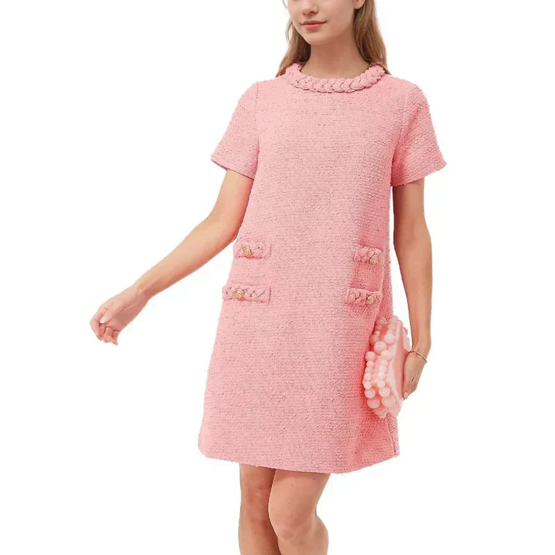 🍃🌸New arrivals in spring-60% OFF🌸🍃Women's Elegant Short Sleeve Tweed Dress