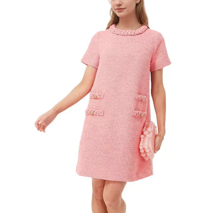 🍃🌸New arrivals in spring-60% OFF🌸🍃Women's Elegant Short Sleeve Tweed Dress