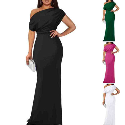 Women's Elegant Solid Color Strapless Slim Long Dresses