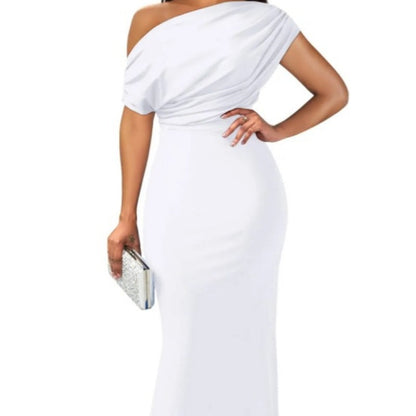 Women's Elegant Solid Color Strapless Slim Long Dresses