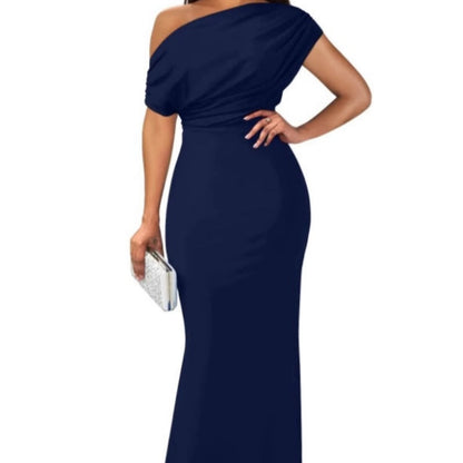 Women's Elegant Solid Color Strapless Slim Long Dresses