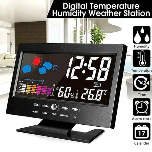 ✨⏰ Letzter Tag der Aktion 50 % 🔥 Digitaler LED-Temperatur- und Luftfeuchtigkeitsmesser Wettervorhersage LED-Zähler Wecker