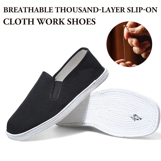 Men's breathable fabric slip-on work shoes