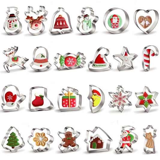 24-teiliges Weihnachts-Ausstechformen-Set aus Edelstahl