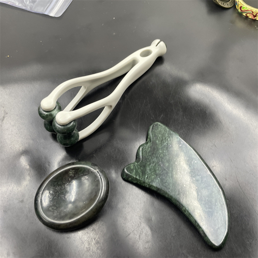 🔥Solange der Vorrat reicht 50 % Rabatt!🎉Naturstein-Massageset: Schabbrett, Fingerclip und eiförmiges Massagegerät